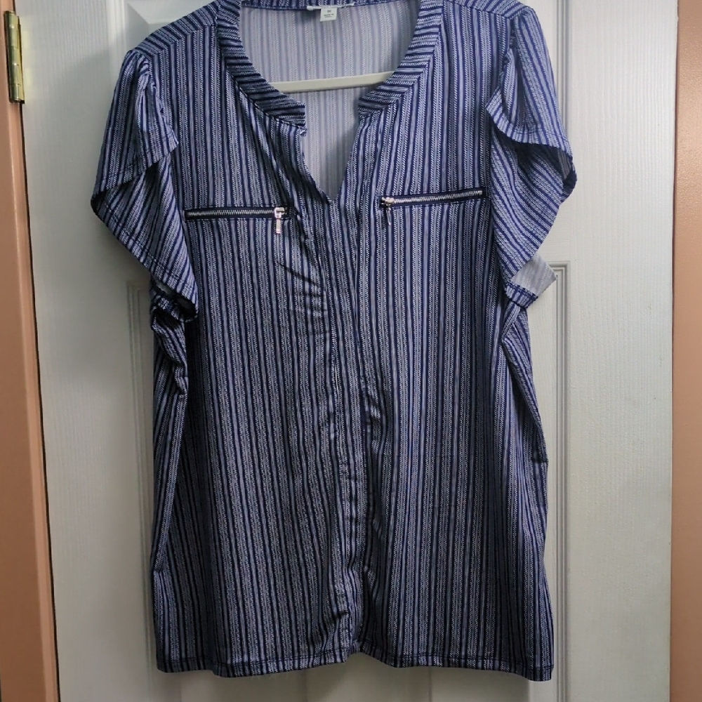Sabrina Lauren Striped Blue Women's Top